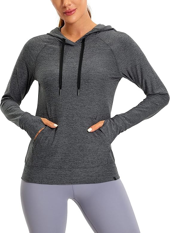 CRZ YOGA Women's Hoodie Long Sleeve Shirts Running Workout Top Pullover Sweatshirts with Pocket | Amazon (US)