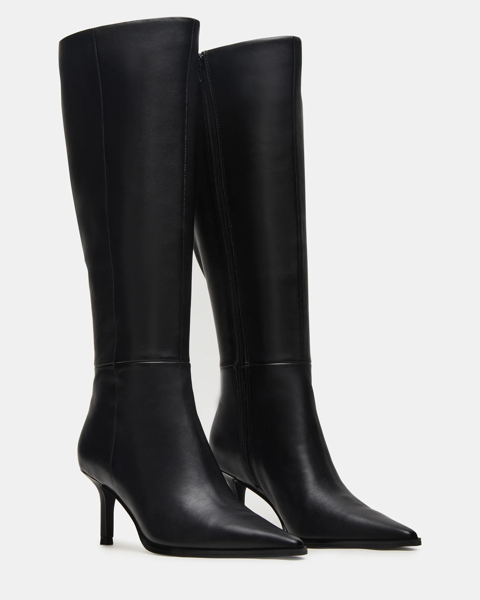LINGO Black Leather Pointed-Toe Knee-High Women's Boot | Steve Madden (US)