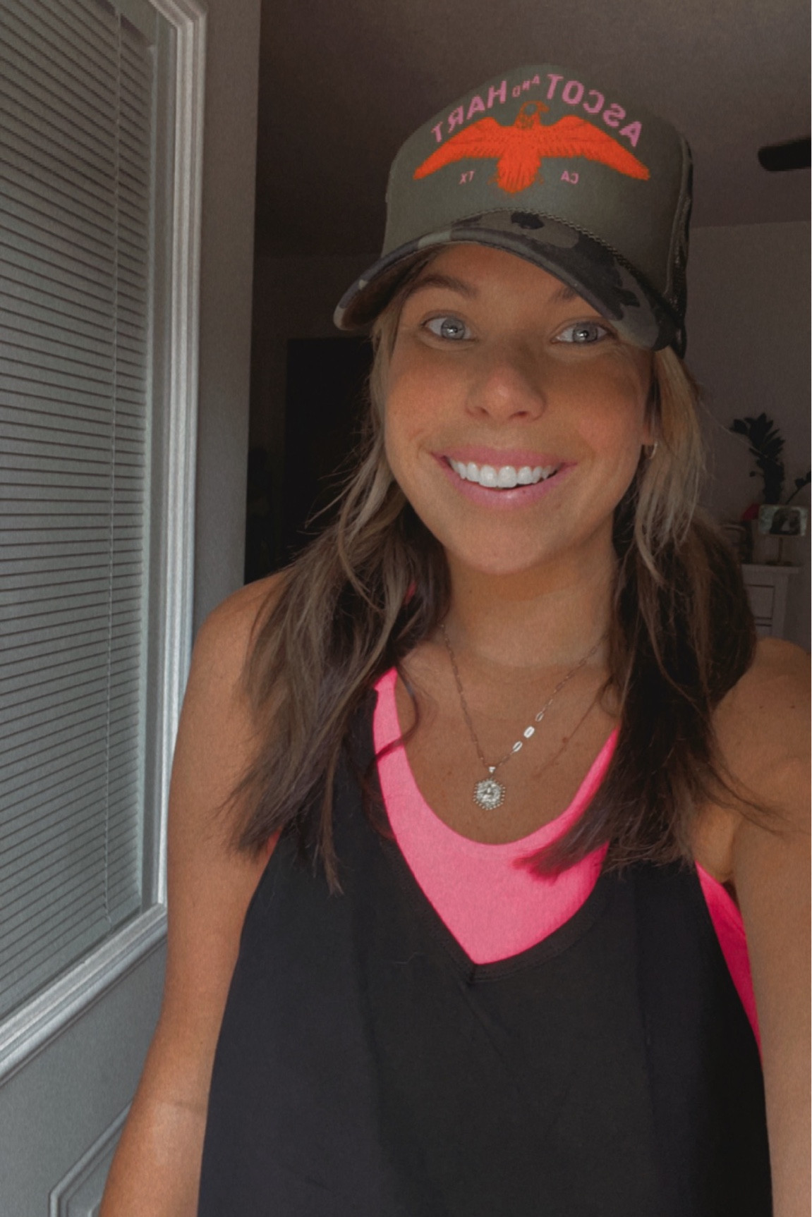 give me camo, pink and orange accents allllll year round!! ✨

wearing: ascot and hart trucker hat, neon pink ribbed bralette, amazon FP hot shot onesie dupe 

#LTKFind #LTKstyletip #LTKunder50