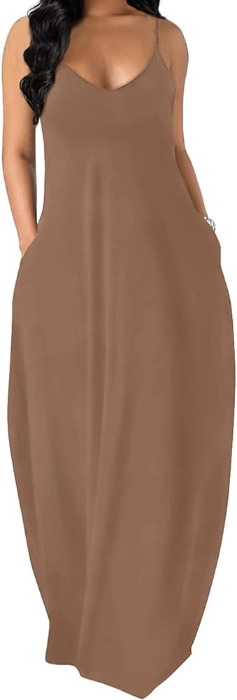 OFEEFAN Maxi Dresses, Spaghetti Strap Dress | Amazon (US)