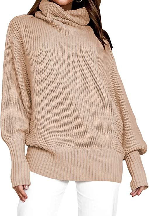 ANRABESS Womens Turtleneck Long Batwing Sleeve Oversized Casual Loose Fitting Pullover Sweater Kn... | Amazon (US)