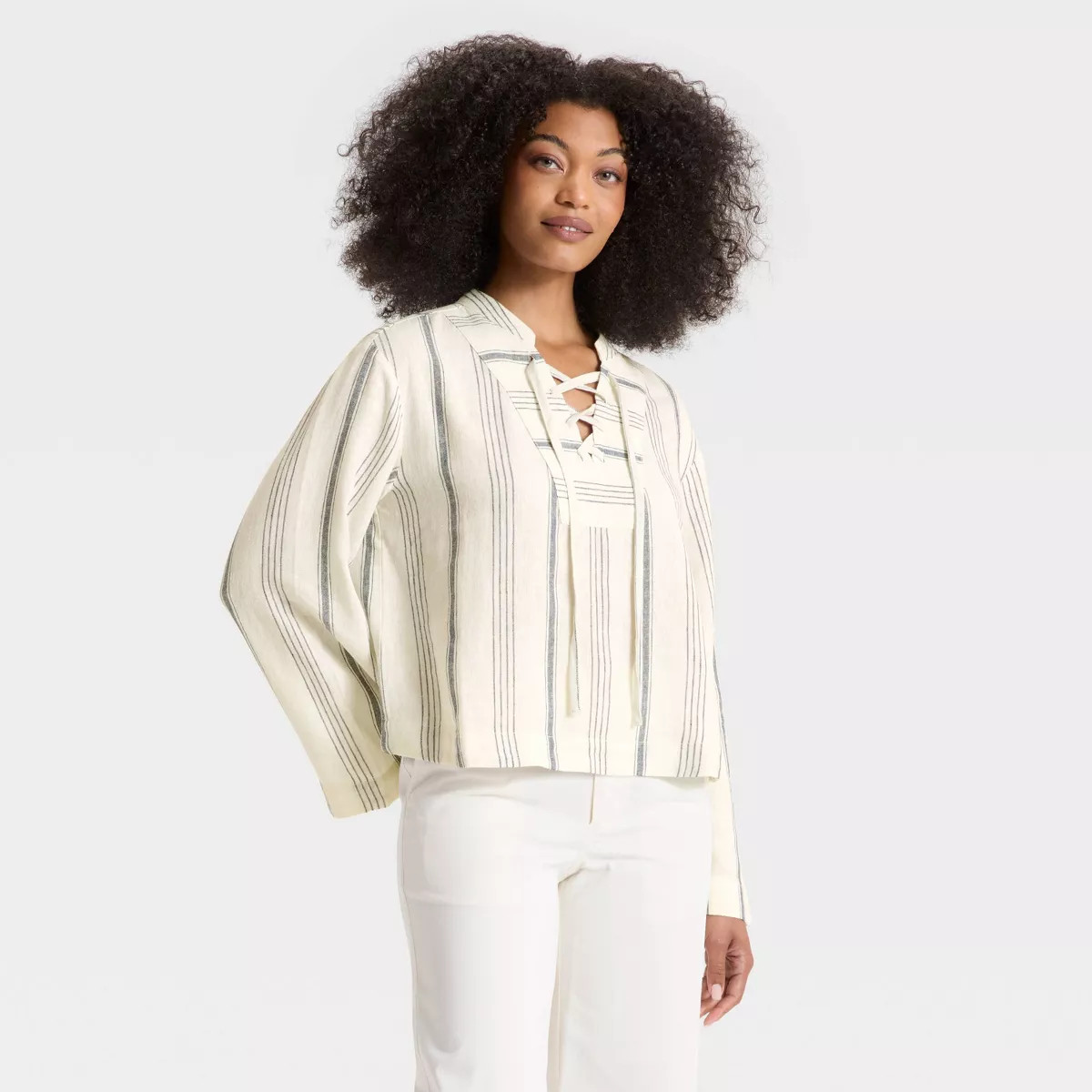 Women's Bell Long Sleeve Tie-Front Popover Blouse - Universal Thread™ | Target