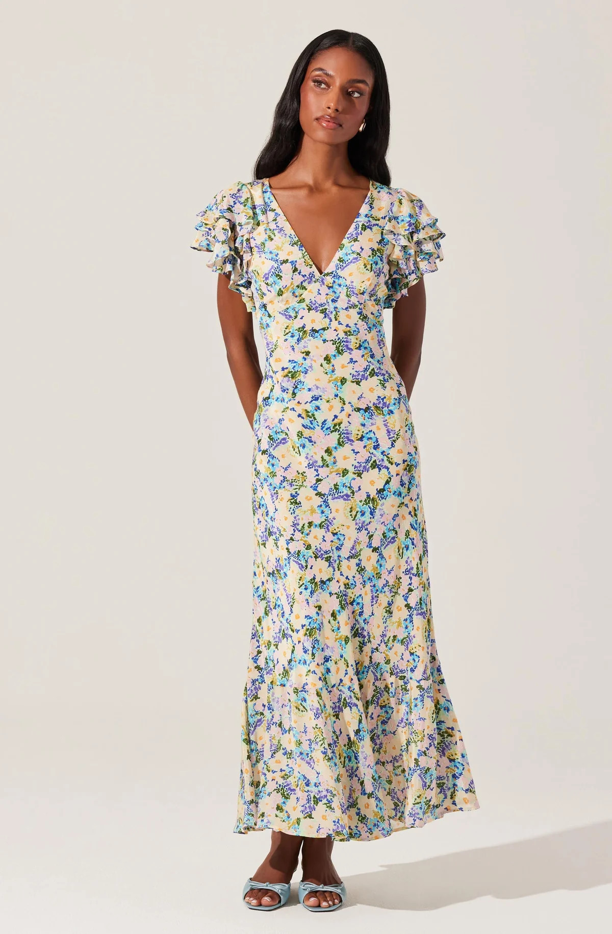 Celestine Floral Flutter Sleeve Midi Dress | ASTR The Label (US)