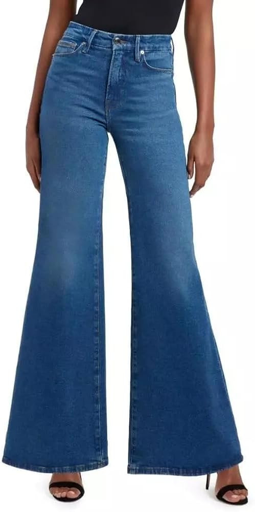 Good American Good Waist Palazzo Wide Leg Jeans in Blue Size 8/29 | Amazon (US)