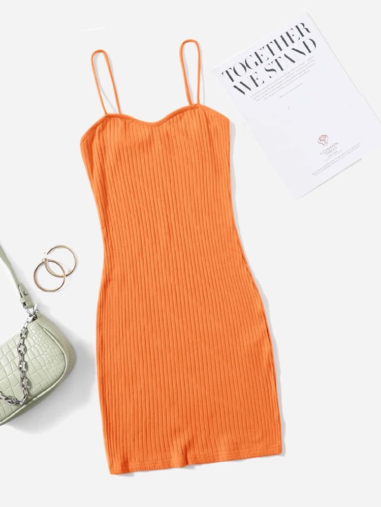 SHEIN Rib-knit Solid Bodycon Dress | SHEIN