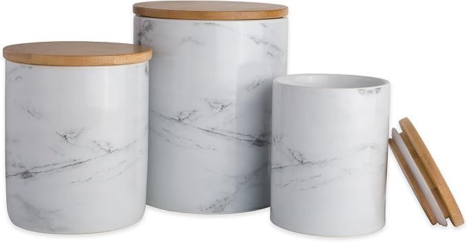 DII CAMZ38970 WHITE MARBLE CERAMIC CANISTER SET/3 | Amazon (US)