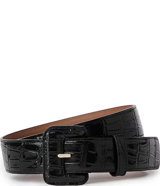 BRAHMIN 1.38" Classic Vintage Croco Embossed Leather Belt | Dillard's | Dillard's
