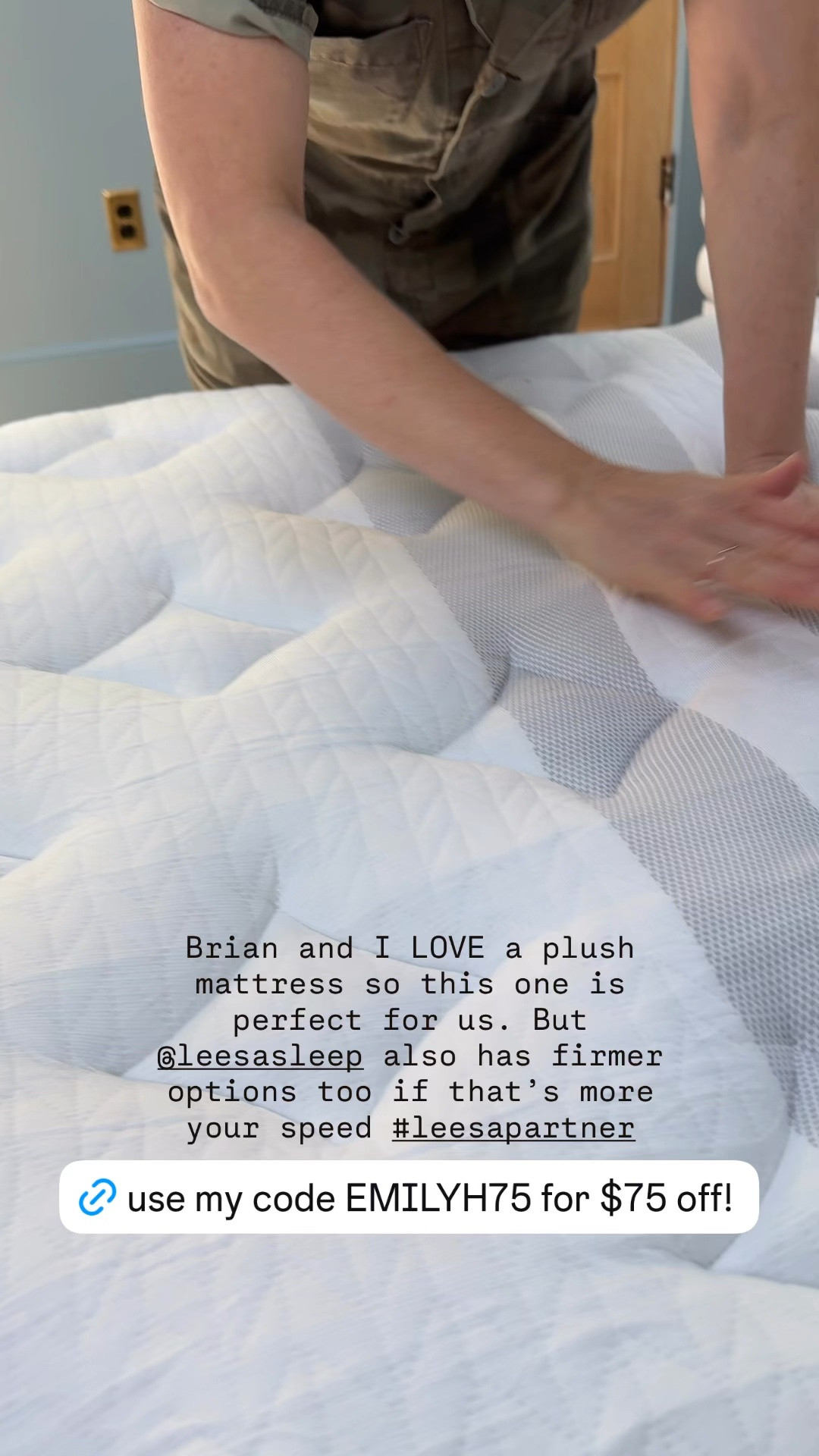Y’all this is truly the best mattress ever. It’s so soft and comfortable but also provides a ton of support. Leesa has tons of mattresses for every preference. Highly highly recommended and don’t forget to use my code to save an extra $7 on top of their 30% off sale! EMILYH75 :) @leesasleep #leesasleep #leesapartner #mattress