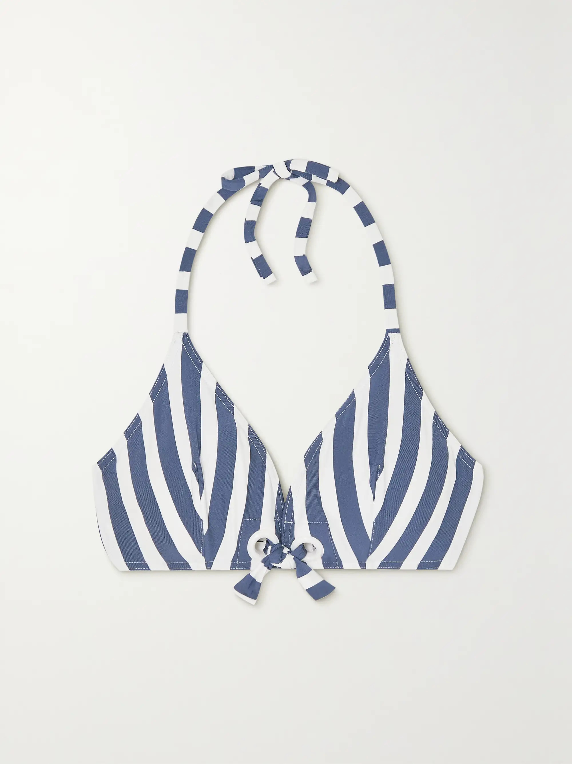 Samba Mucho eyelet-embellished striped triangle bikini top | NET-A-PORTER APAC