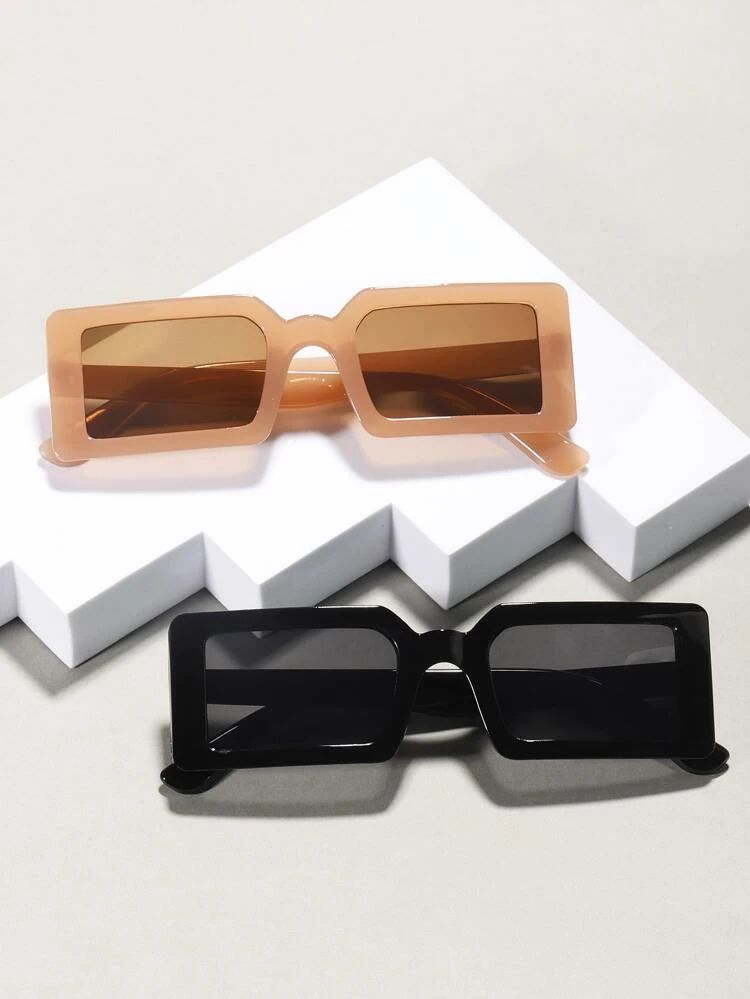 2pairs Square Frame Fashion Glasses | SHEIN