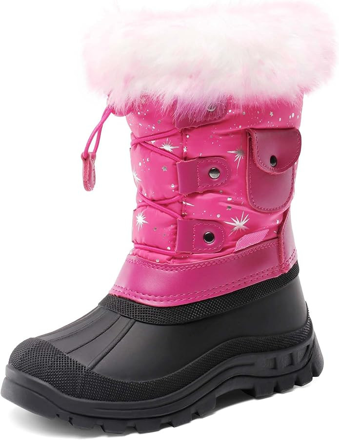DREAM PAIRS Boys Girls Snow Boots Waterproof Outdoor Warm Cozy Anti-Slip Mid Calf Faux Fur Lining... | Amazon (US)