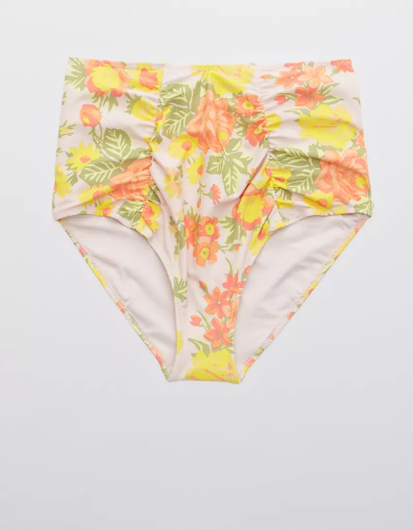 Aerie Printed Ruched High Waisted Bikini Bottom | American Eagle Outfitters (US & CA)