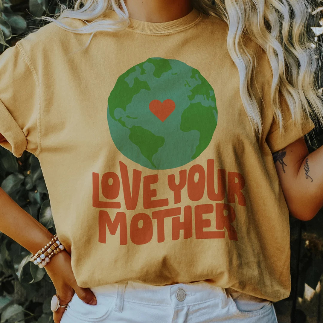 Love Your Mother Comfort Colors Tee, Vintage Environmentalist Shirt | Etsy (US)