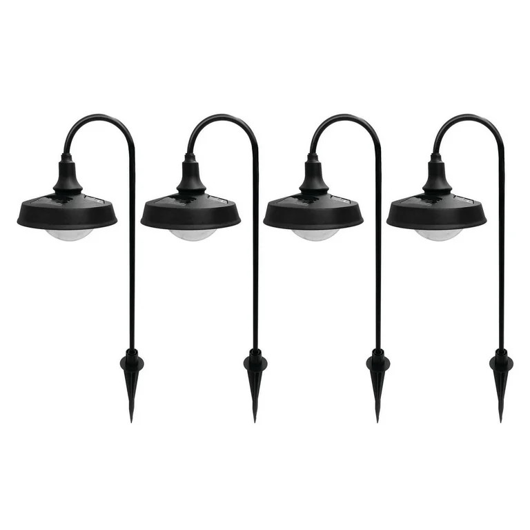 Better Homes & Gardens Corbyn Solar Powered Matte Black Metal Landscape LED Pathway Downlight, 20... | Walmart (US)