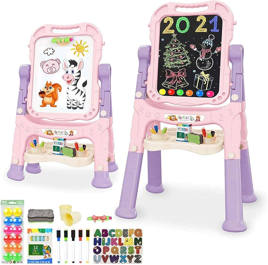 Art Easel for Kids, Adjustable Standing Rotatable Double Sided Easel with Painting Accessories fo... | Amazon (US)