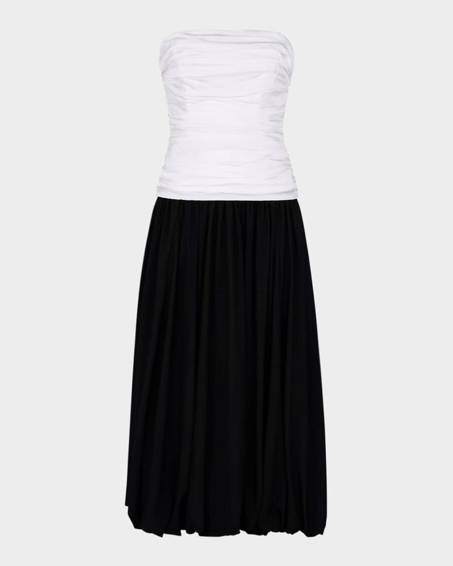 Despina Strapless Ruched Bubble Midi Dress | Neiman Marcus