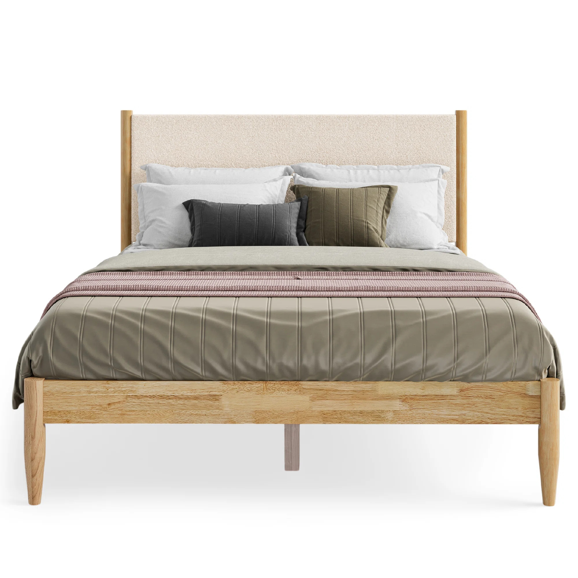Besan Solid Wood Boucle Upholstered Headboard Bed Frame | Wayfair North America