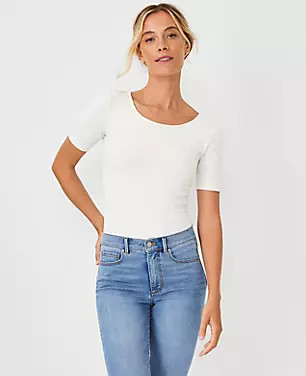 Modern Seamless Scoop Neck Tee | Ann Taylor (US)