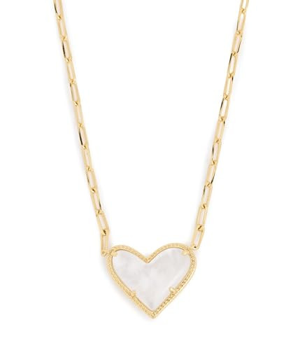 Kendra Scott Womens Ari Heart Statement Short Pendant Necklace Gold Ivory Mother-of-Pearl One Size One Size | Amazon (US)