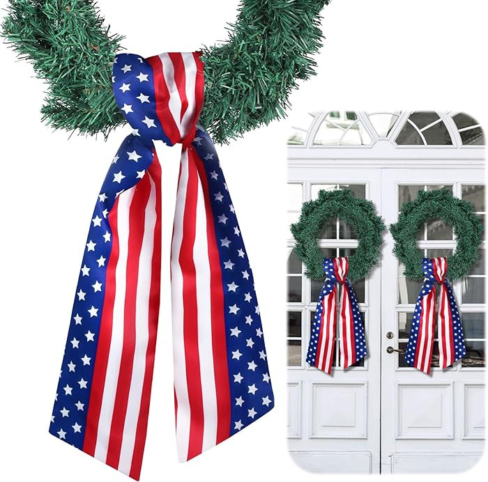 VitalCozy 2 Pcs Wreath Sash for Front Door Wreath Sash Garland Ribbon Accessories for Embroidery ... | Amazon (US)