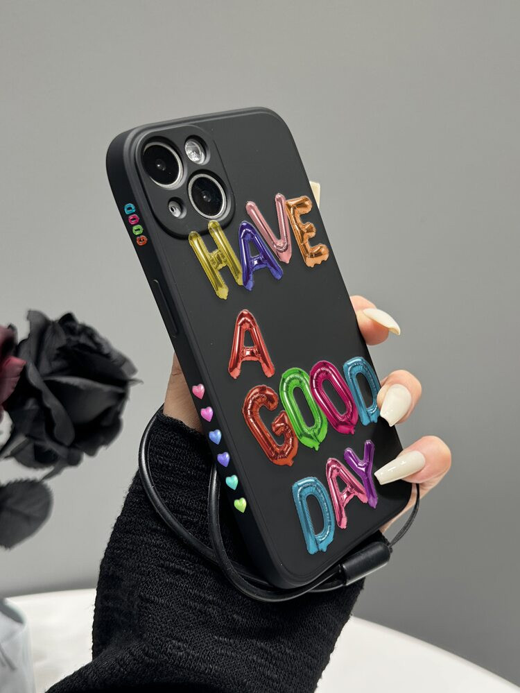 Slogan Graphic Phone Case With Lanyard | SHEIN