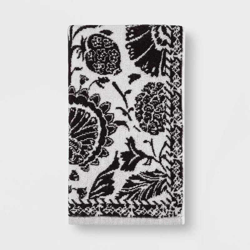 Floral Framed Bath Towel Dark Gray - Threshold™ | Target