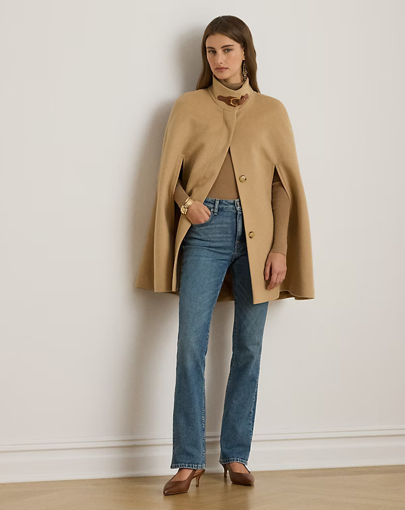 Buckle-Trim Wool-Blend Mockneck Cape | Ralph Lauren (UK)