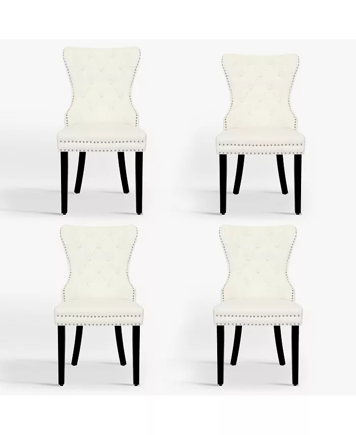 WestinTrends Velvet Upholstered Tufted Dining Chairs Set of 4 - Macy's | Macys (US)