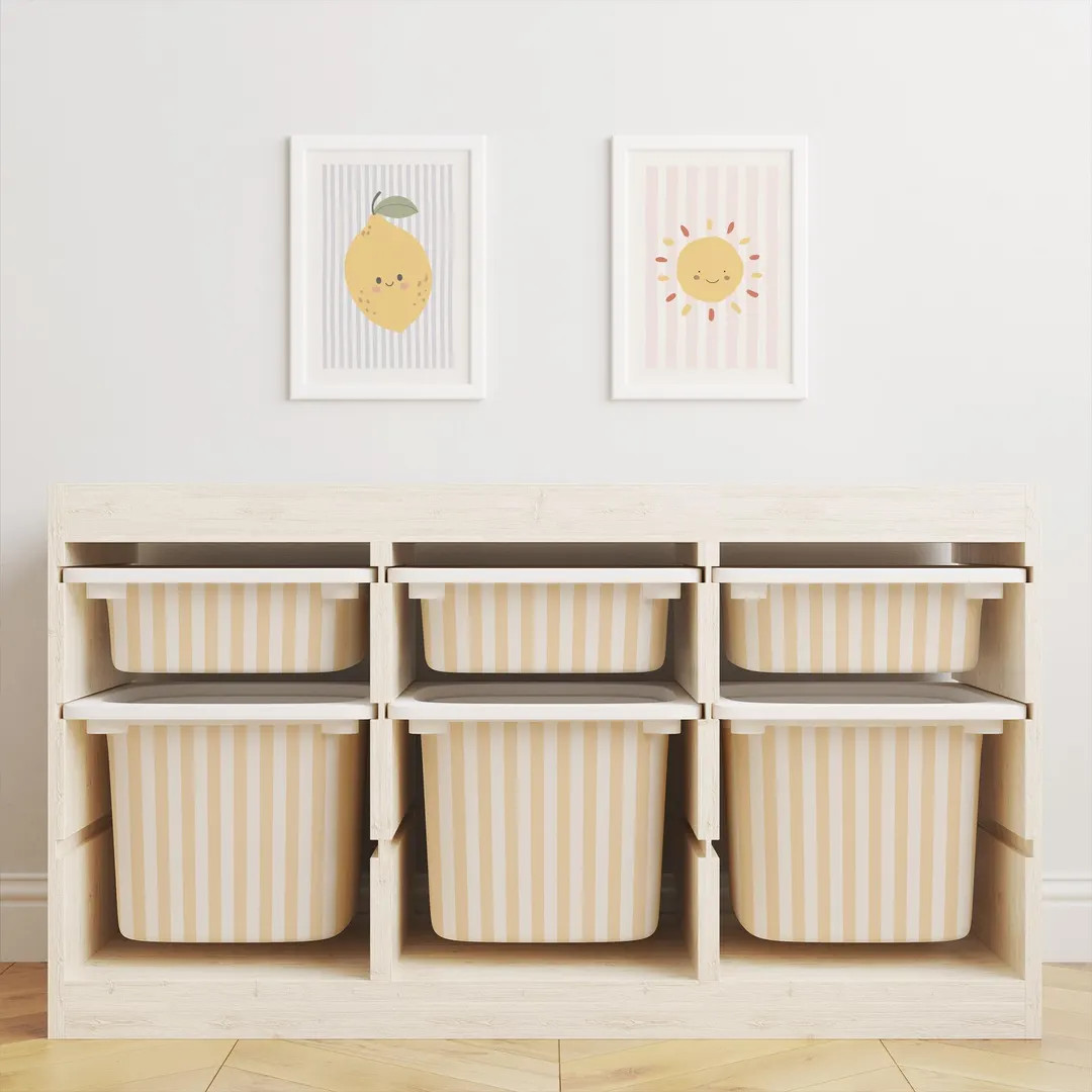 Striped Trofast Bin Decals, Yellow Storage Box Stickers, Nursery Decor, Playroom Trofast Tub Stic... | Etsy (US)