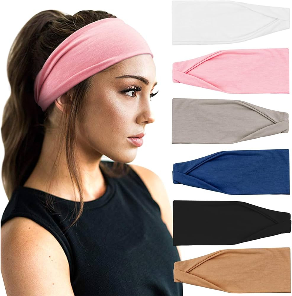 DRESHOW Yoga Sports Headbands for Women Elastic Non-Slip Headbands Workout Running Hair Bands 6 P... | Amazon (US)