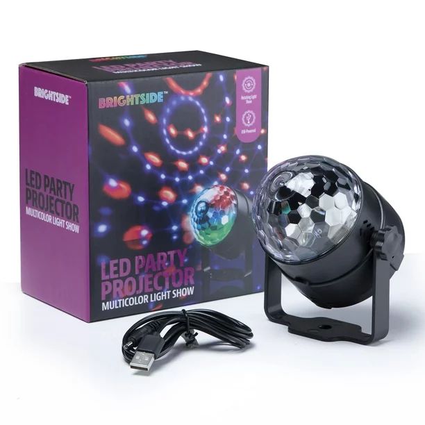 BrightSide Multicolor LED Disco Party Projector, Rotating Light Show, USB-Powered - Walmart.com | Walmart (US)