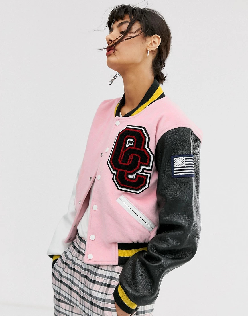 Opening Ceremony shrunken varsity jacket-Pink | ASOS (Global)