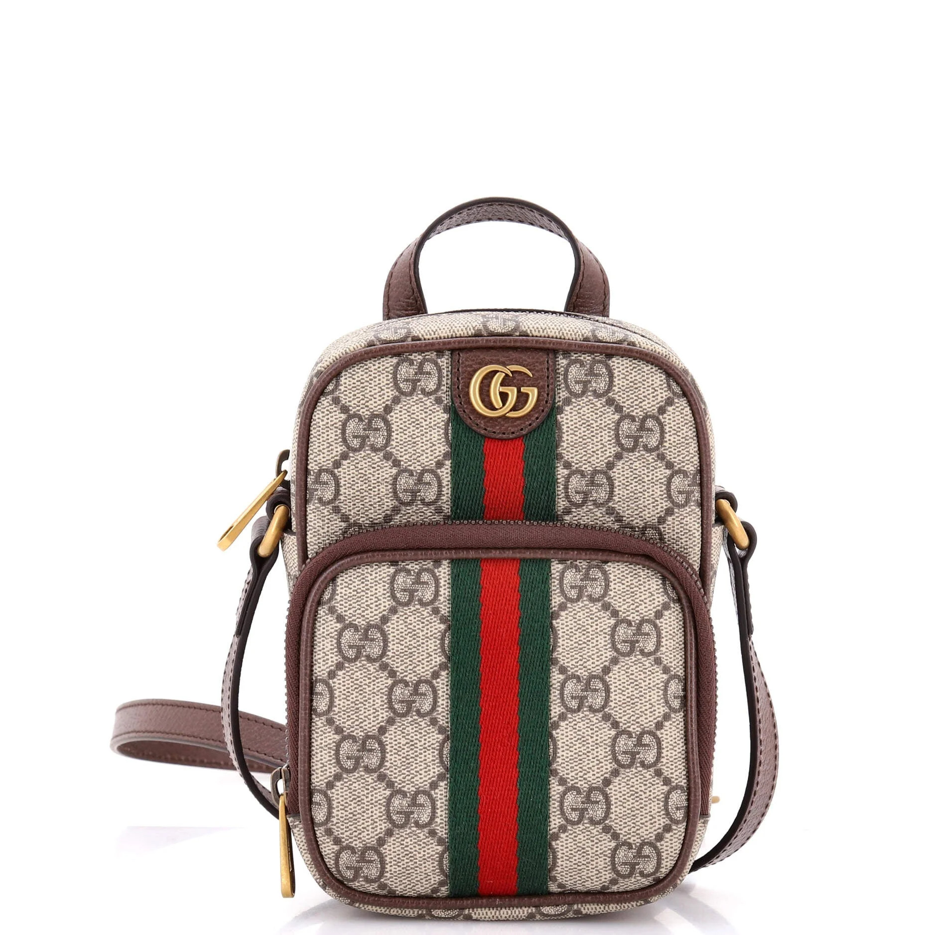 Pre-Owned Gucci Ophidia Top Handle Crossbody Bag GG Coated Canvas Mini By Rebag | Walmart (US)