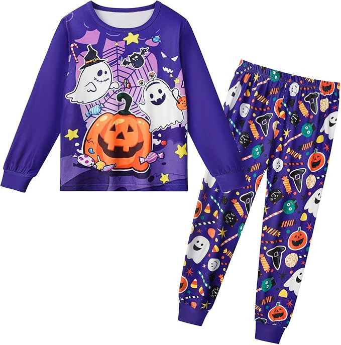 LQSZ Girls Pajamas Kids Toddler Halloween PJs Christmas Sleepwear for Kids Size 2-12 Years | Amazon (US)