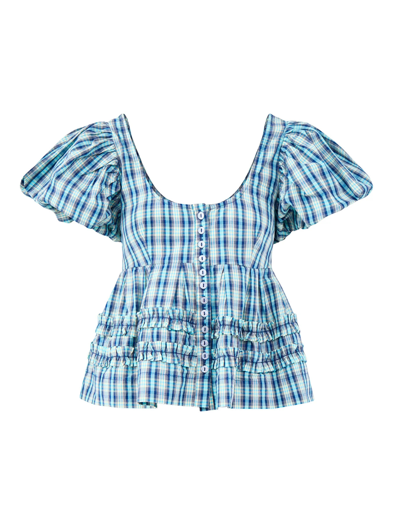 Summer Joy Check Blouse Blue | Fenwick UK