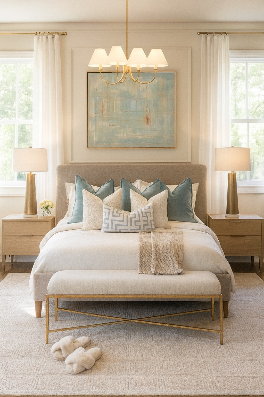A neutral bedroom with hints of blue 

#bedroom #bedroomdesign #homedecor#LTKFamily

#LTKHome #LTKSaleAlert