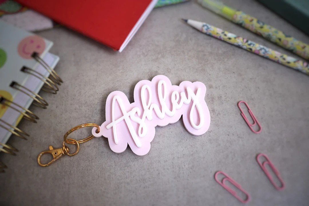 Acrylic Keychain Personalized, Back to School, Custom Name Charm, School Tag, Backpack, Diaper Ba... | Etsy (US)