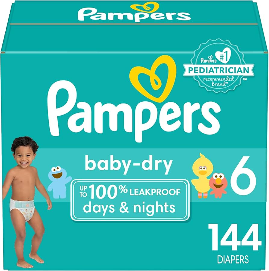 Pampers Baby Dry Diapers - Size 6, One Month Supply (144 Count), Absorbent Disposable Diapers | Amazon (US)