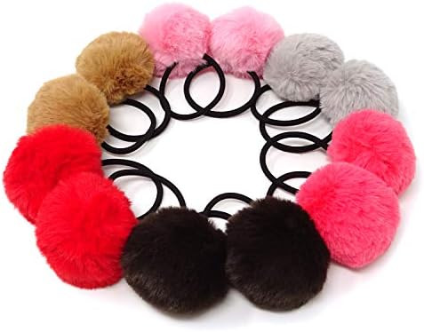12PCS Korean Cute Pom Pom Ball Elastic Hair Ties PomPom Hair Bands Seamless Hair Ropes Ponytail H... | Amazon (CA)