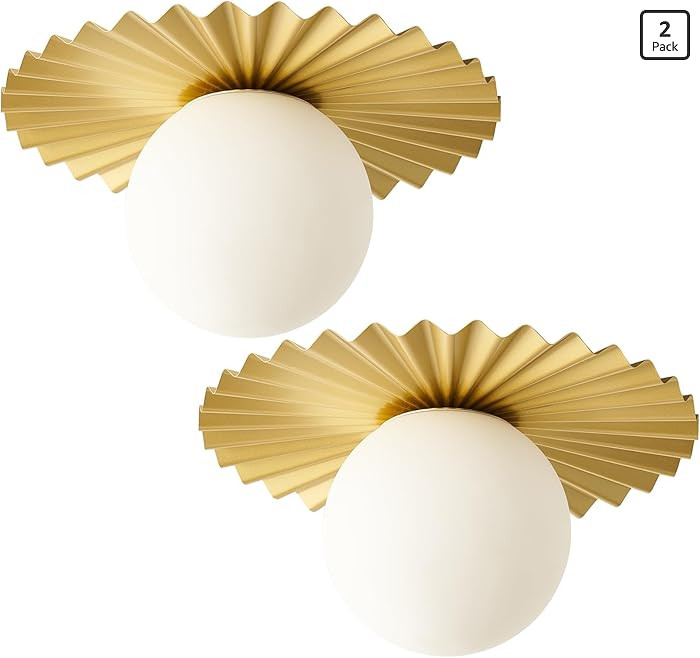 Mid Century Mini Chandelier, Modern Ceiling Light Fixtures with Milk Glass Globe Shades Antique B... | Amazon (US)