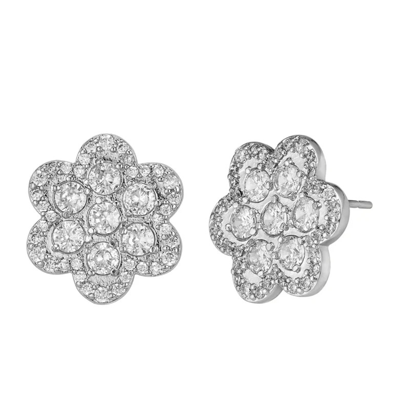 Delphine Silver Pave Stud Earring | Bunny & Babe