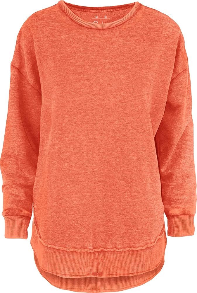 Melange Poncho Fleece: Long Sleeve Crew Neck Hi-Lo Round Bottom, Orange, 2X | Amazon (US)