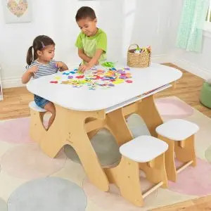 Arches Expandable Table & Bench Set - White | KidKraft