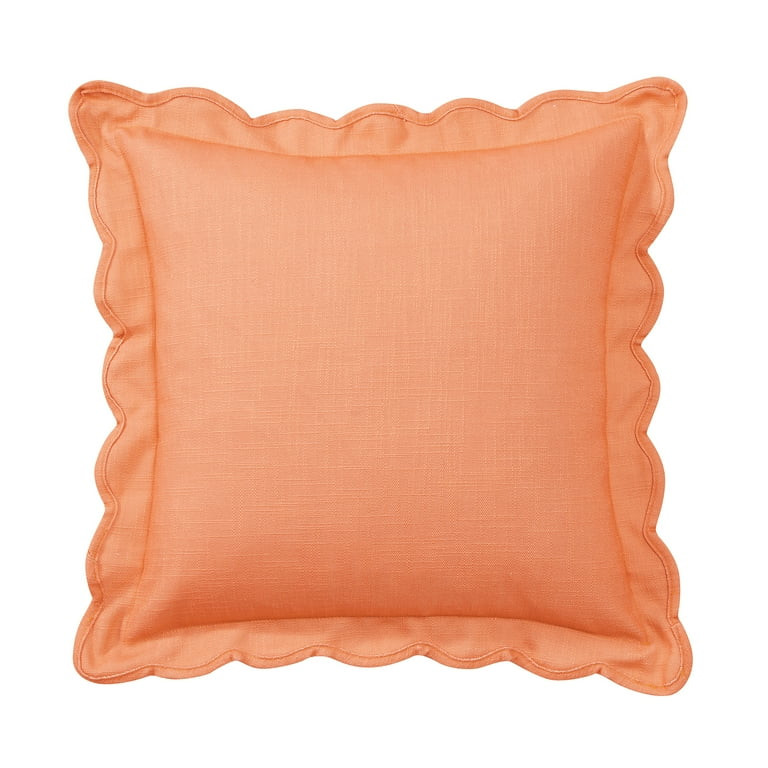 Mainstays Scallop Stripe Decorative Pillow, 18" x 18", Orange | Walmart (US)