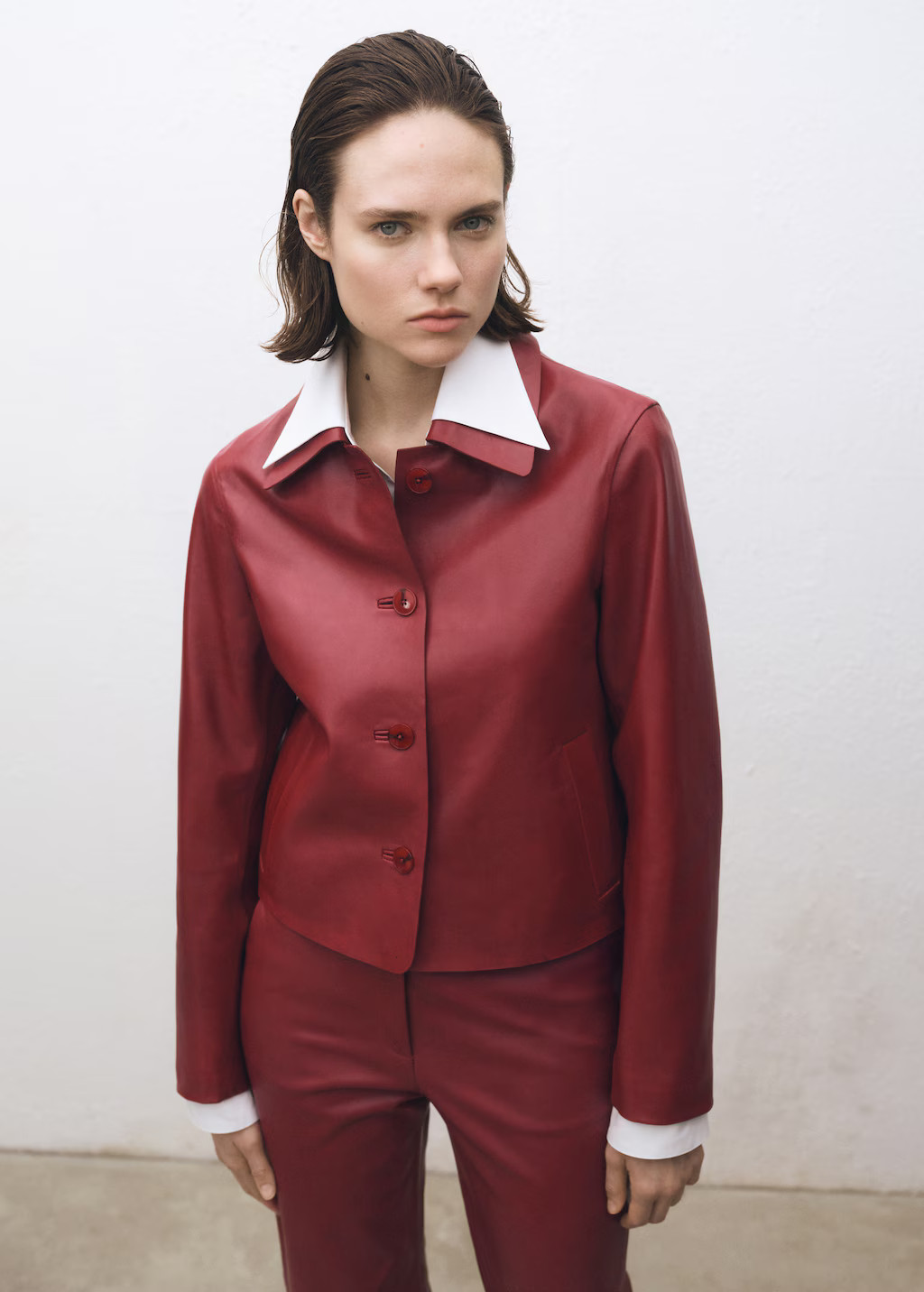 Buttoned leather jacket - Women | MANGO USA | Mango (US/MX/AU)