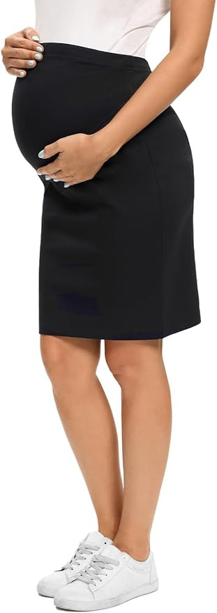 Tapata Women's Maternity Skirts Over The Belly Midi Stretchy Pencil Skirt with Waistband Extender... | Amazon (US)
