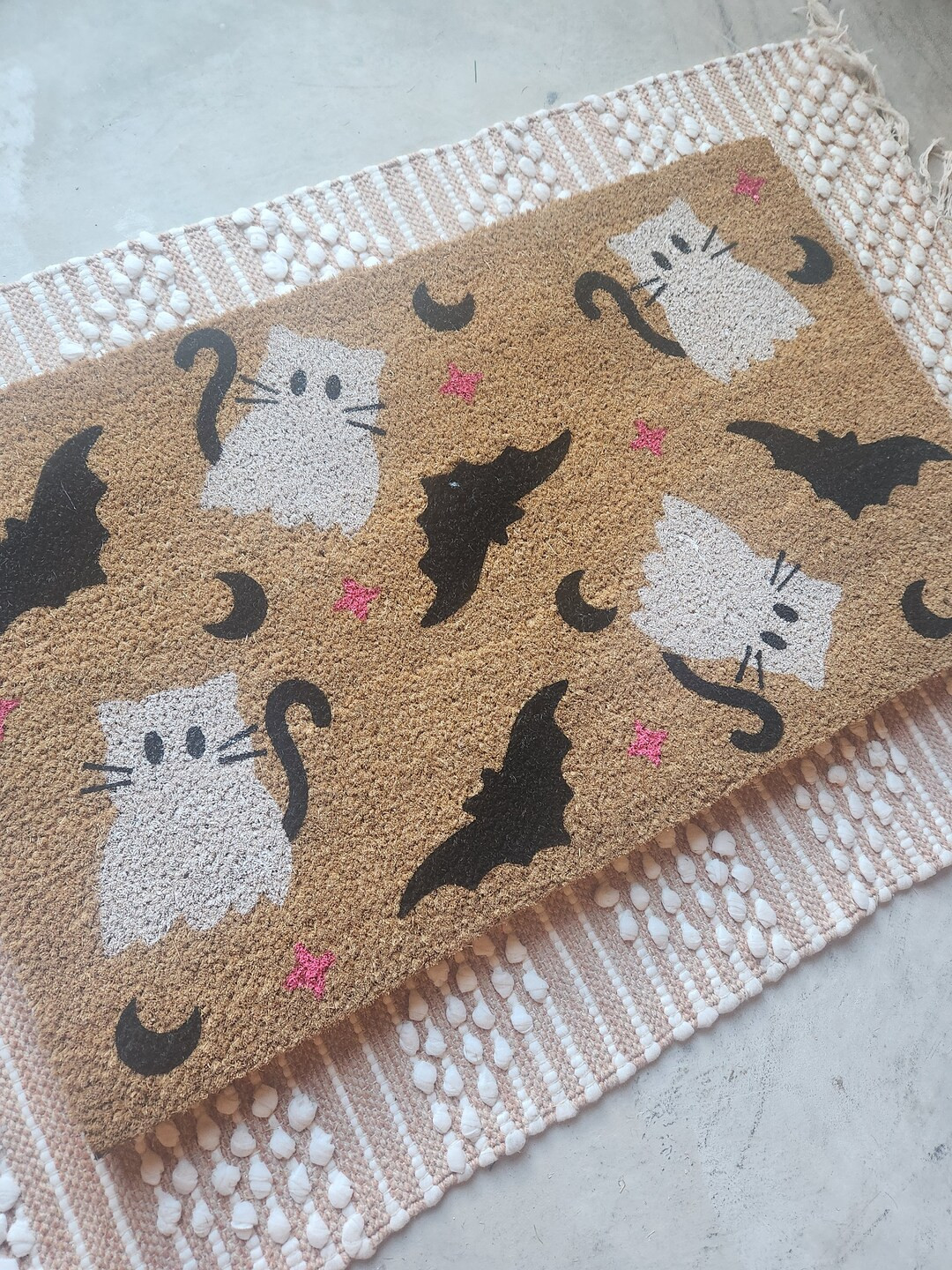 cat ghostie doormat,cat halloween doormat, feline spooky doormat, cat lover spooky doormat, its f... | Etsy (US)