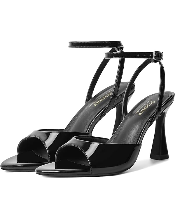 Susanny High Heels for Women Pointed Open Toe Strappy Chunky Block Heels Ankle Strap Stiletto Kit... | Amazon (US)