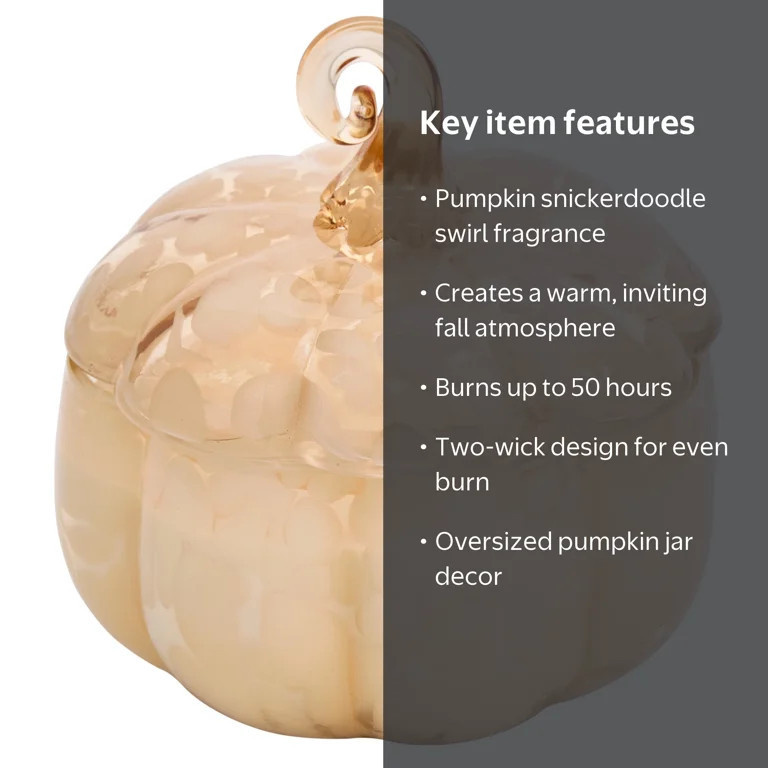 Better Homes and Gardens Pumpkin Snickerdoodle Swirl Scented 2 Wick Confetti Figural Pumpkin Jar ... | Walmart (US)