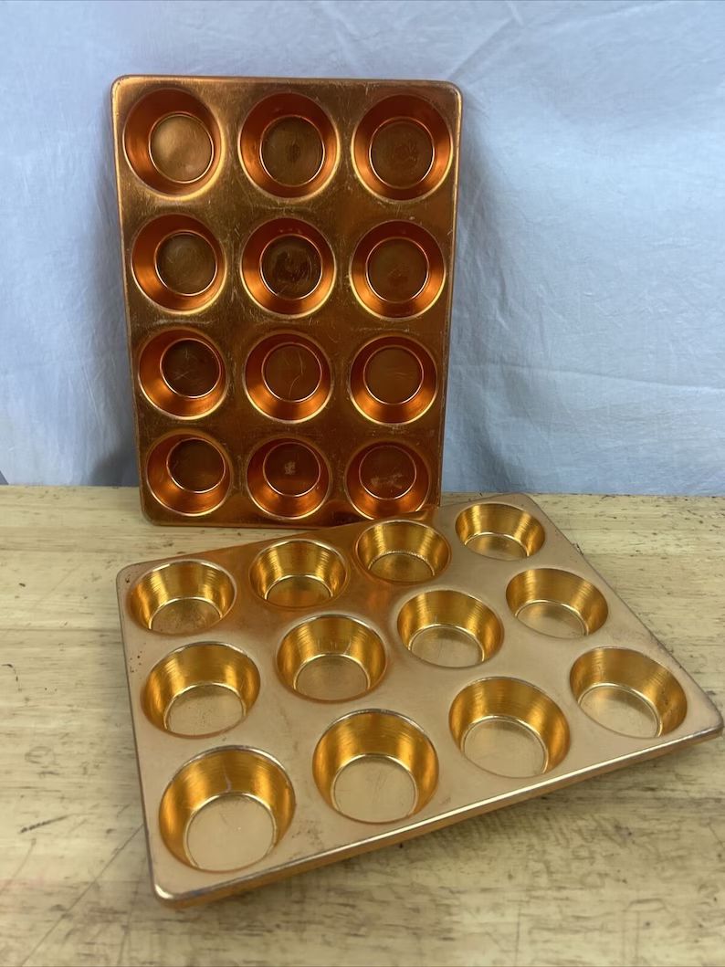 2 Vintage Anodised Orange Muffin Patty Pan Cupcake Trays 12 Small Holes - Etsy Australia | Etsy (AU)